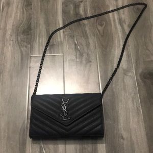 YSL Chain Wallet Purse (black with black hardware)
